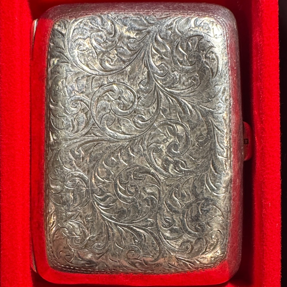 Vintage Art Nouveau Sterling Silver Repousse Hallmarked Cigarette Case